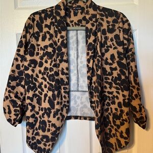 Michel leopard print crop blazer jacket with long front 🐆